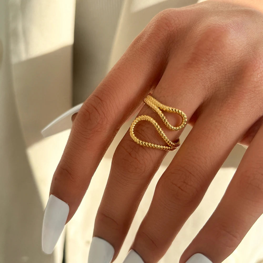 Bague "Étreinte de Gouttes" – Acier inoxydable