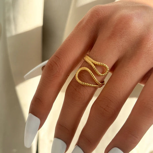 Bague "Étreinte de Gouttes" – Acier inoxydable