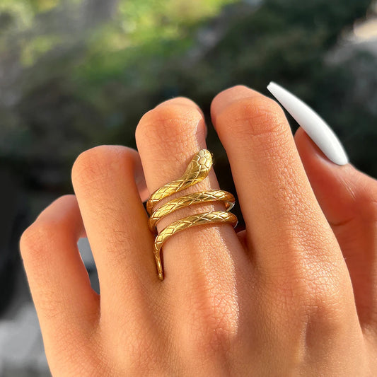 Bague "Serpentine d'Or" – Acier inoxydable