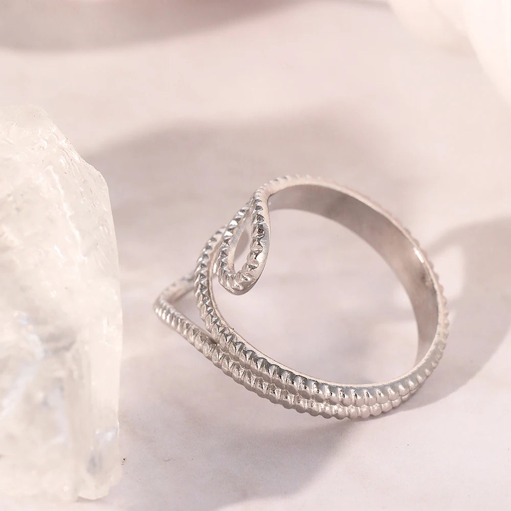 Bague "Étreinte de Gouttes" – Acier inoxydable