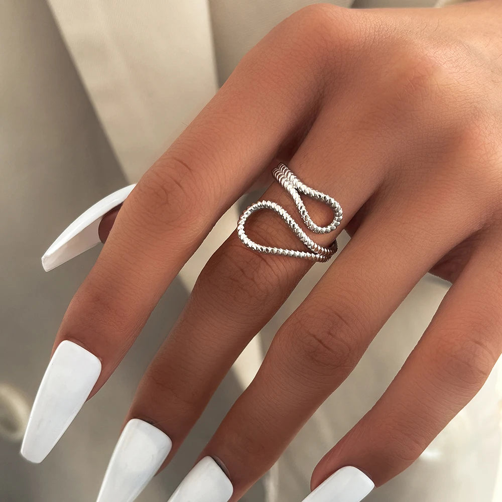 Bague "Étreinte de Gouttes" – Acier inoxydable